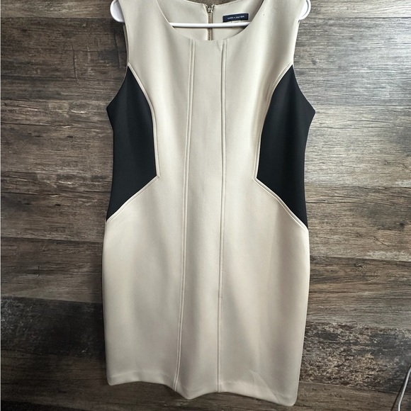 Tommy Hilfiger Sheath Dress Cream and Black Midi - Picture 2 of 9